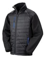 Heren Softshell Jas Result Recycled Compass Padded Zwart-Royal Blue